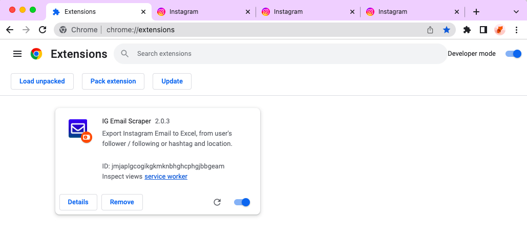 wlw scraper chrome extension install done