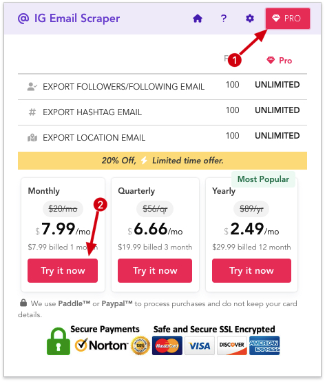 wlw scraper chrome extension subscribe pro
